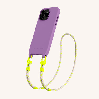 Phone Necklace with Carabiner Rope in Lavender + Neon Camouflage