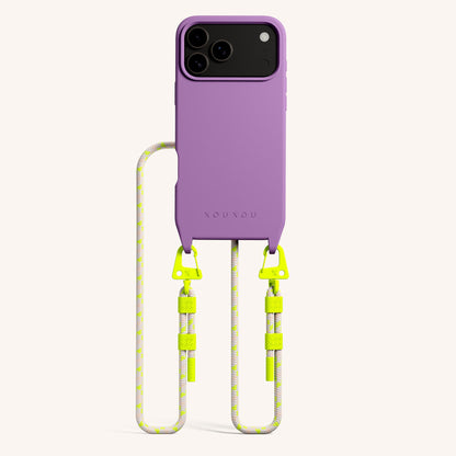 Phone Necklace with Carabiner Rope in Lavender + Neon Camouflage