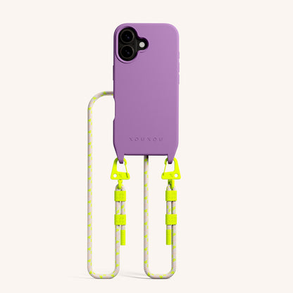 Phone Necklace with Carabiner Rope in Lavender + Neon Camouflage